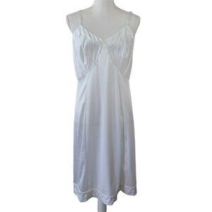 Vintage Sears Slip Dress or Nightgown Sz 38 White Shiny Satin 84405 60's-70's